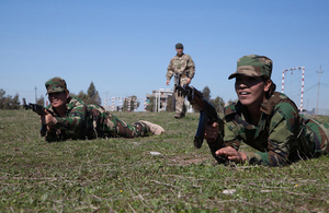 Female Peshmerga troops receive training from British Army personnel in Northern Iraq