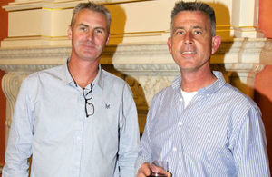 Environment Agency workers Dan Langdon, left, and Glyn Bowey at 10 Downing Street