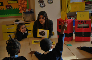 primary school children and teacher