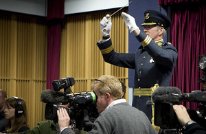 Wing Commander Duncan Stubbs conducts the Central Band of the RAF