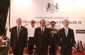 British Deputy High Commissioner John Tucknott MBE, the Chief guest Governor of Sindh, His Excellency Dr. Ishrat-ul-Ebad Khan and British High Commissioner Thomas Drew CMG on Her Majesty Queen Elizabeth II’s 90th birthday