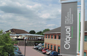 Flags outside Ofqual office building