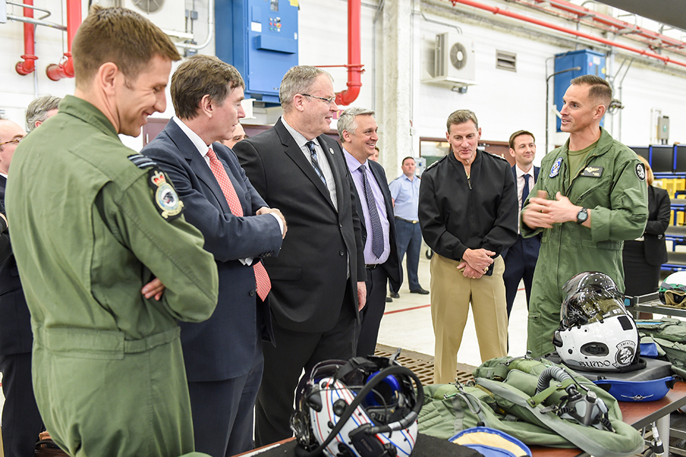 Deputy Defense Secretary Bob Work and United Kingdom Minister of State for Defense Procurement Philip Dunne tours the Marine Fighter Attack Training Squadron 501 on Apr. 14, 2016. (DoD photo by U.S. Army Sgt. 1st Class Clydell Kinchen)(Released)