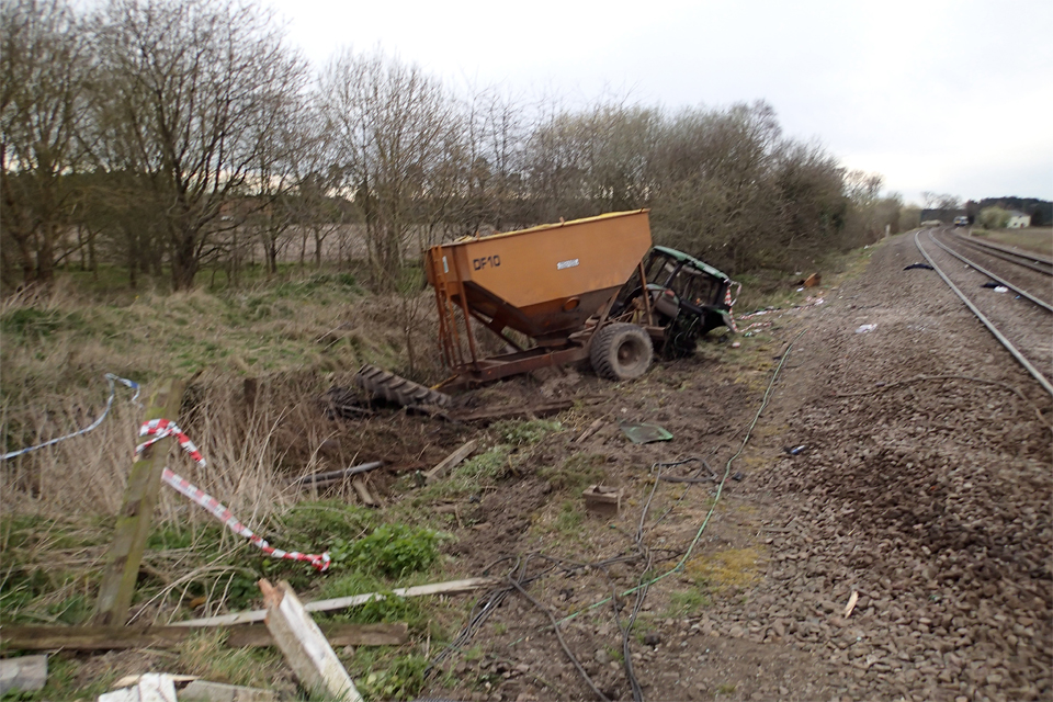Image showing the trailer and tractor debris following the collision