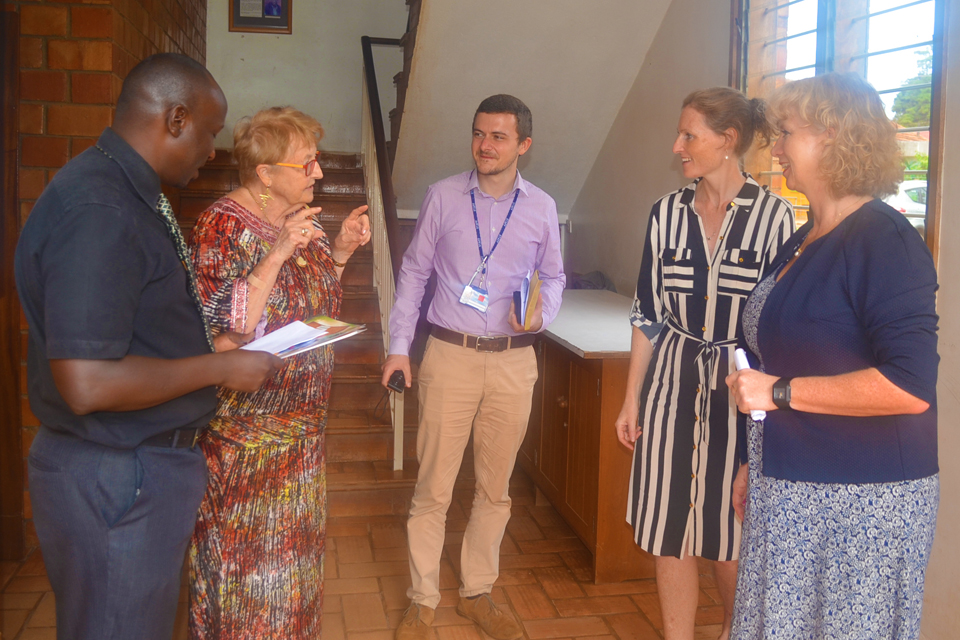 British High Commissioner HE Alison Blackburne and Deputy High Commissioner Mary Shockledge are taken on a tour of the Hospice Africa facilities by Founder, Dr Anne Merriman