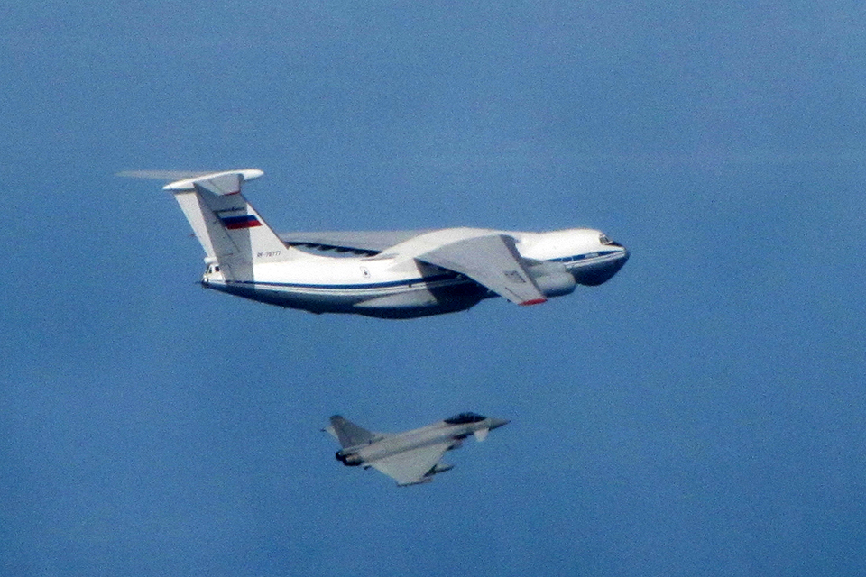 RAF Typhoon and Russian IL-76 Candid. Crown Copyright. 