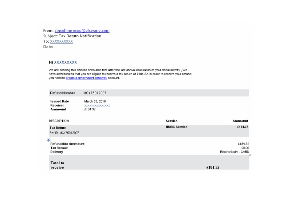 Hm Revenue Customs Tax Rebate Email