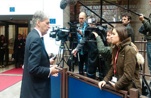 Philip Hammond speaking to media