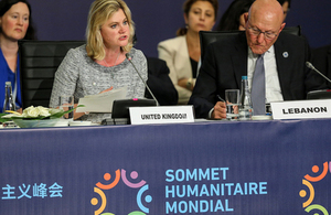 International Development Secretary Justine Greening speaking at the World Humanitarian Summit
