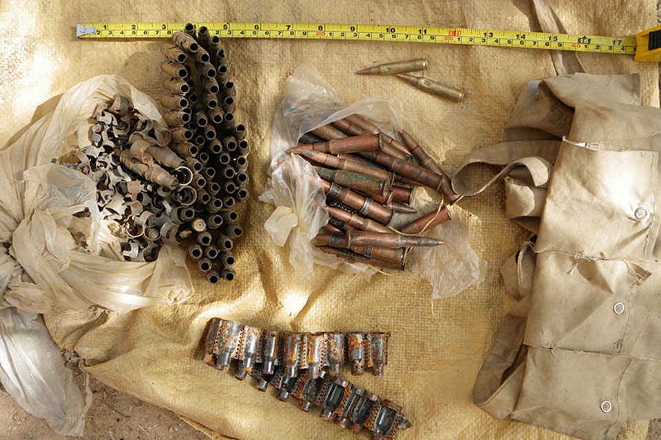 Small arms ammunition rounds and casings seized at the bomb-making factories 