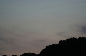 Crescent moon sighting as seen from Ash Priors in Somerset at 2150 BST on 29 June 2014