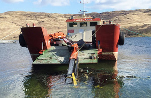 The collapsed crane on board Carol Anne