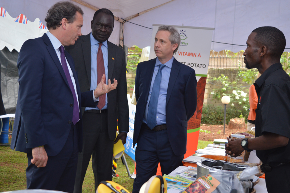 Nick Hurd at relief agencies "marketplace" in Kampala Uganda