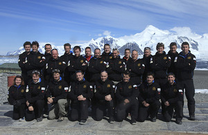 The 24 members of the British Services Antarctic Expedition 2012