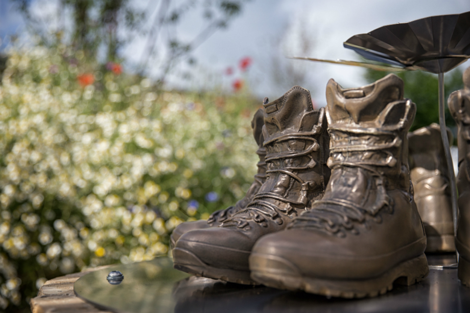 Military Boots sculpture in the Garden of Remembrance