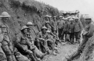 Troops in the trenches at the Somme
