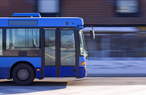 A blue bus.