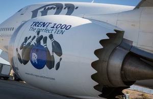 Close-up of the Trent 1000-TEN engine on a Boeing 747