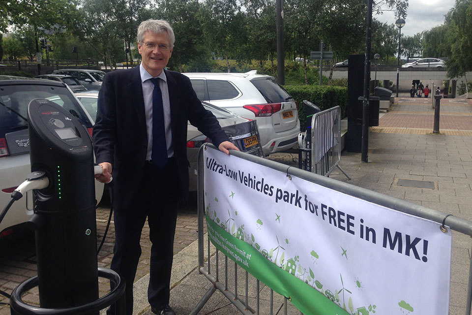 Free electric vehicle parking space for thousands in Milton Keynes GOV.UK