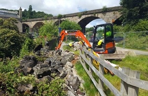 Image shows the work taking place in Todmorden