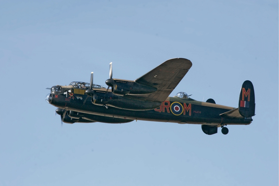 World War Two Lancaster Bomber during the Battle of Britain memorial flight. Crown Copyright