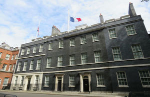 flags at downing street