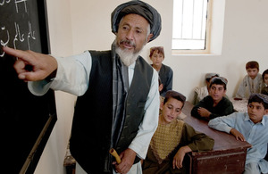 Afghan youngsters attend a lesson