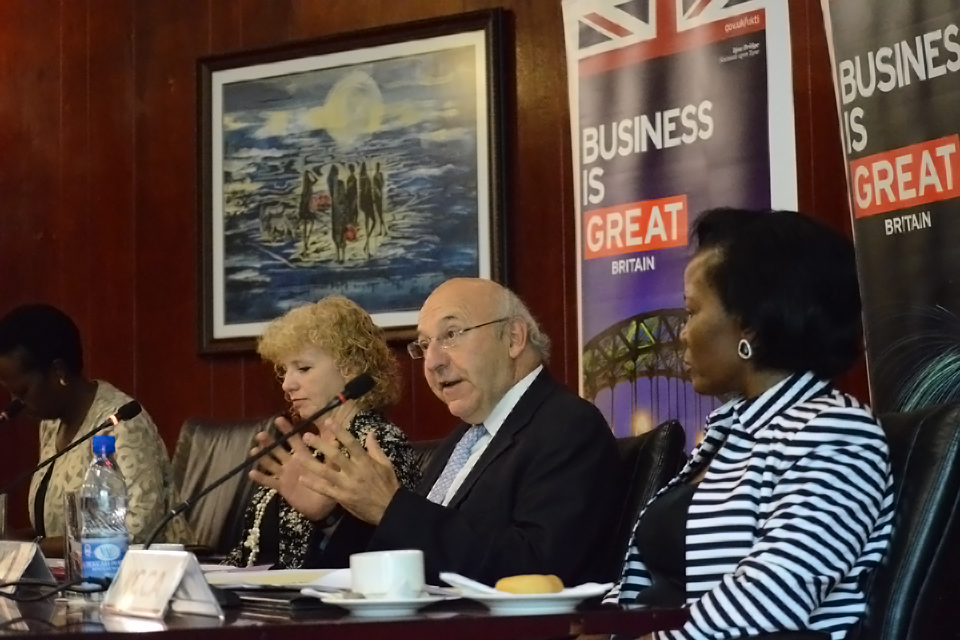 Sir Michael Bear with HE Alison Blackburne (second left), UNRA ED Mrs Allen Kagina (left) and KCCA ED Mrs Jennifer Musisi 