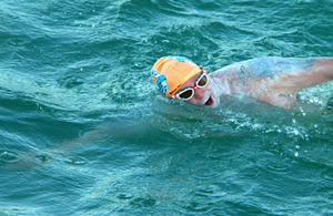 Richard during his epic swim