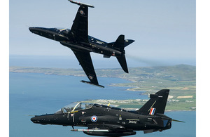 Two RAF Hawk T2 aircraft