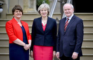 Prime Minister Theresa May with Northern Ireland First Minister Arlene Foster and deputy First Minister Martin McGuinness