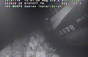 Wreck of Majestic against sandbags