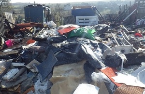 Image shows the illegal waste site at Murton