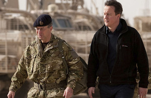 Prime Minister David Cameron and Chief of the Defence Staff, General Sir David Richards, during a visit to Helmand province, southern Afghanistan in December 2010 (stock image)