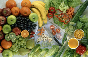 A variety of fruit and vegetables.