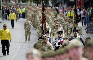 Soldiers parade through Nottingham