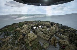 Soldiers inside a simulation tent