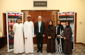 Ambassador Philip Parham with the five Emirati medical students going to Aberdeen University