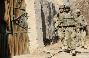 Soldiers from 2nd Battalion The Parachute Regiment search for IEDs