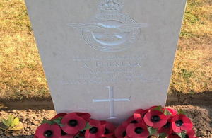 Sgt Pulman’s headstone, Crown Copyright, All rights reserved