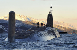 HMS Vanguard arriving back at HM Naval Base Clyde