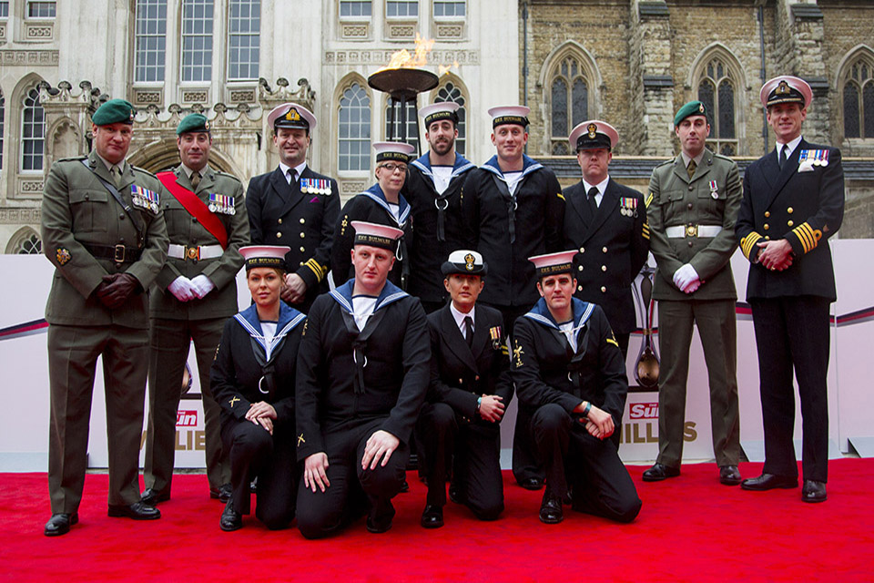 Personnel from HMS Bulwark who won the Best Unit Award at the the 2015 Sun Military Awards
