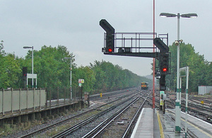 Library image of four-aspect junction signal arrangement