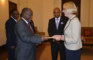 British High Commissioner, Sarah Cooke presenting her Credentials to H.E. President of United Republic of Tanzania, Dr. John Pombe Magufuli