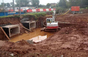 Two of 4 new culverts installed under the A39 in Cannington to reduce flood risk