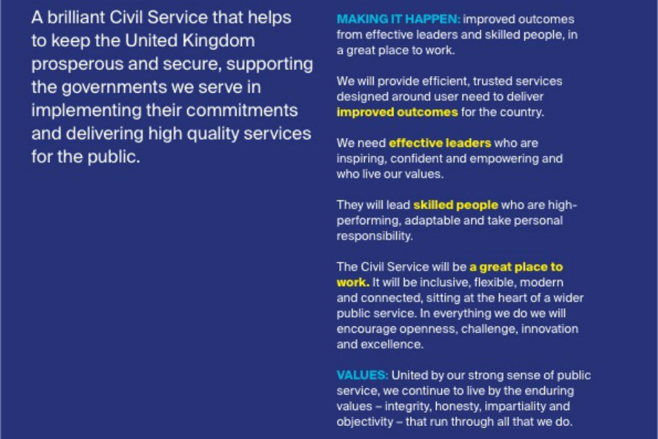 'A Brilliant Civil Service' description and supporting themes