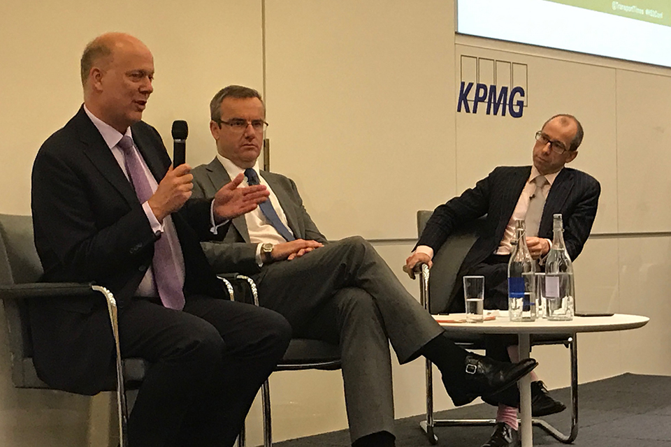 Chris Gayling, Transport Secretary taking questions at the Transport Times HS2 conference.