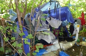 Photo of homeless camp on Hackney marshes