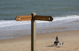 Signpost on stretch of Norfolk coast path