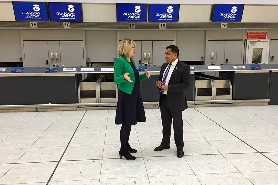 Lord Ahmad at Glasgow Airport